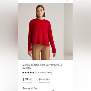 Quince Vibrant Red Cashmere Crewneck Sweater